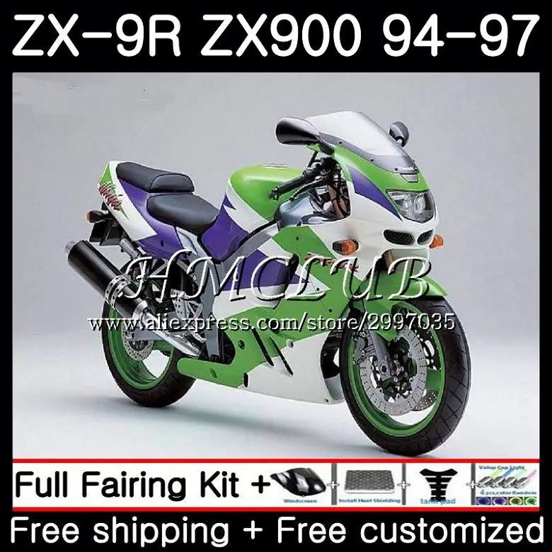 

Body For KAWASAKI NINJA ZX900 ZX-9R 1994 1995 1996 1997 green white 66HC.14 ZX 9 R 94 97 ZX 9R 900CC ZX9R 94 95 96 97 Fairing