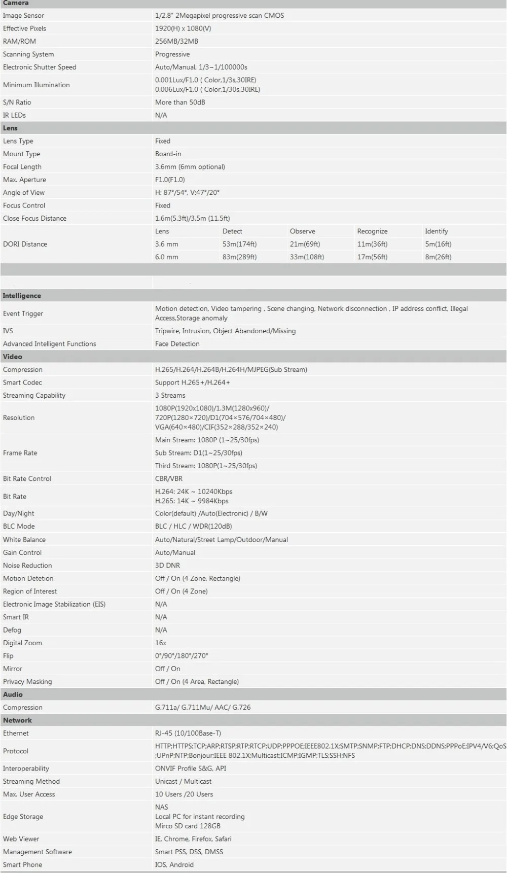 Dahua IPC-HFW4239T-ASE 2MP цилиндрическая сетевая камера WDR полноцветная Starlight Mini POE H.265 аудио и сигнализация слот для sd-карты ip-камера