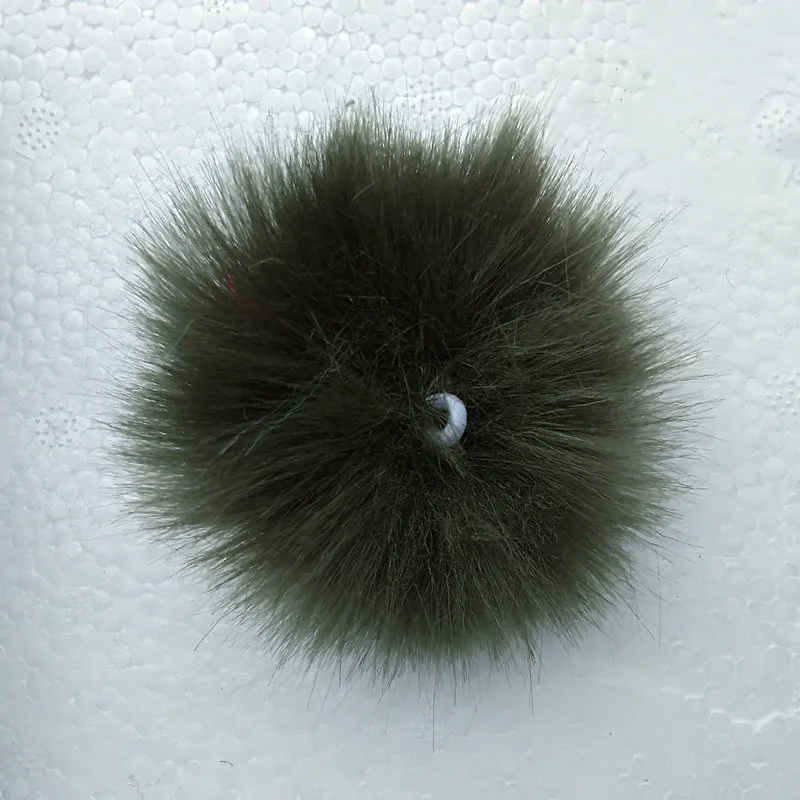 Army Green 12 шт./партия, новые модные милые разноцветные Помпоны из искусственного меха ручной работы, украшения с помпонами, аксессуары, подвеска на цепочке - Цвет: Army Green
