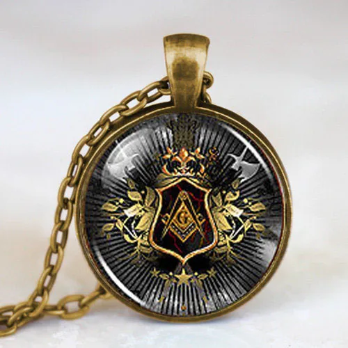 

Steampunk Masonic Free Mason Freemason Illuminati Pendant Necklace Glass 1pcs/lot Mens Handmade Classis Chain Jewelry Steel Hot