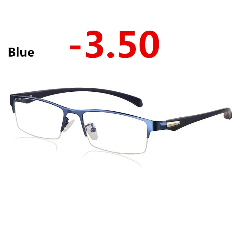 blue -3.50 Новинка, солнцезащитные фотохромные очки для близорукости, оптические очки для мужчин, студенческие очки для близорукости, очки с оправой по рецепту, половинная оправа-1,0-4,0 - Цвет оправы: blue -3.50