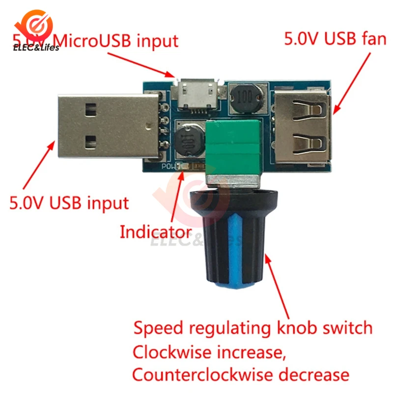 5 в мини USB регулятор скорости вентилятора регулятор громкости воздуха регулятор охлаждения бесшумный Многофункциональный модуль переключения шума