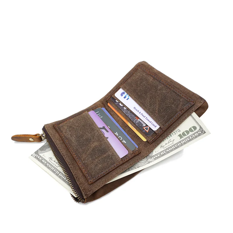 

AETOO Brand vintage Canvas wallet short paragraph handmade waterproof wallet men bag casual clutch bag retro Vintage wallet