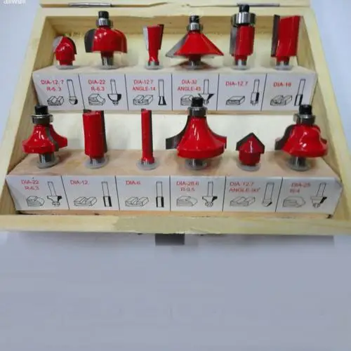 

12Pcs 1/4" Shank Tungsten Carbide Router Bit Woodworking Milling Cutter Set+Case