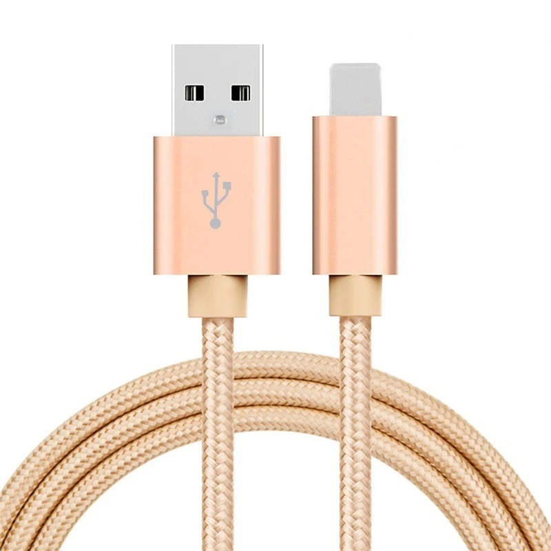 Gold cable 5V 2.4A USB2.0 iOS 8pin нейлоновый зарядный кабель для iPhone 5 6s 7Plus 8 X ipad mini зарядный кабель - Тип штекера: Gold cable
