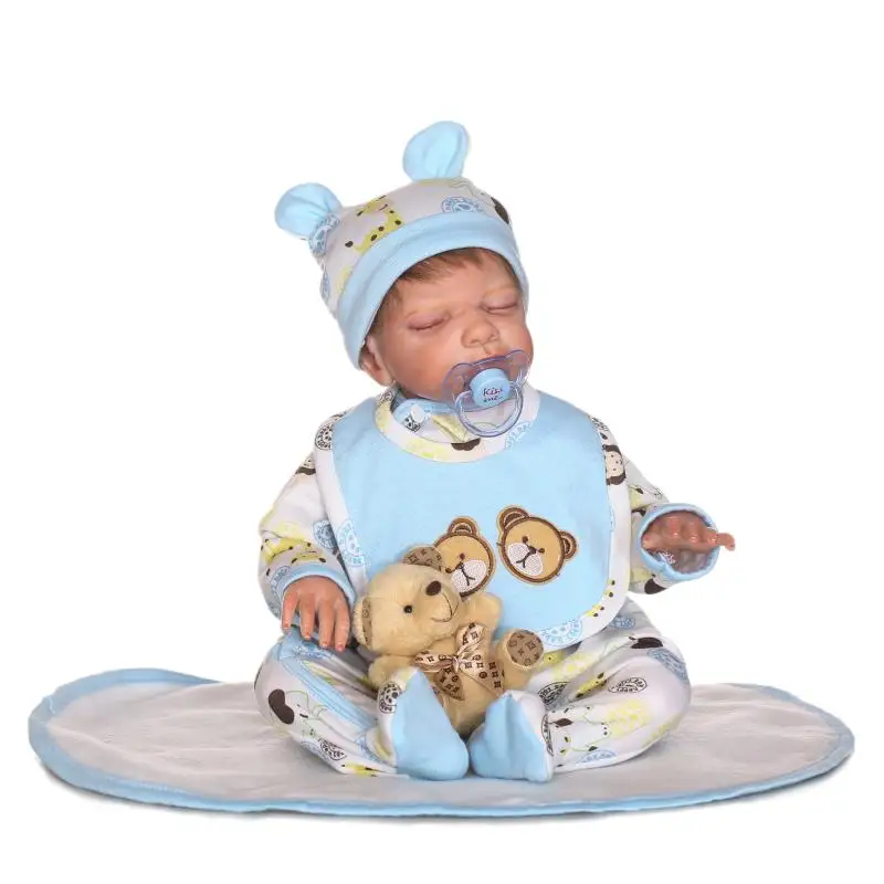 50 см Силиконовая Кукла Reborn Sleeping Baby Doll игрушка с медведем 20 дюймов Новорожденные