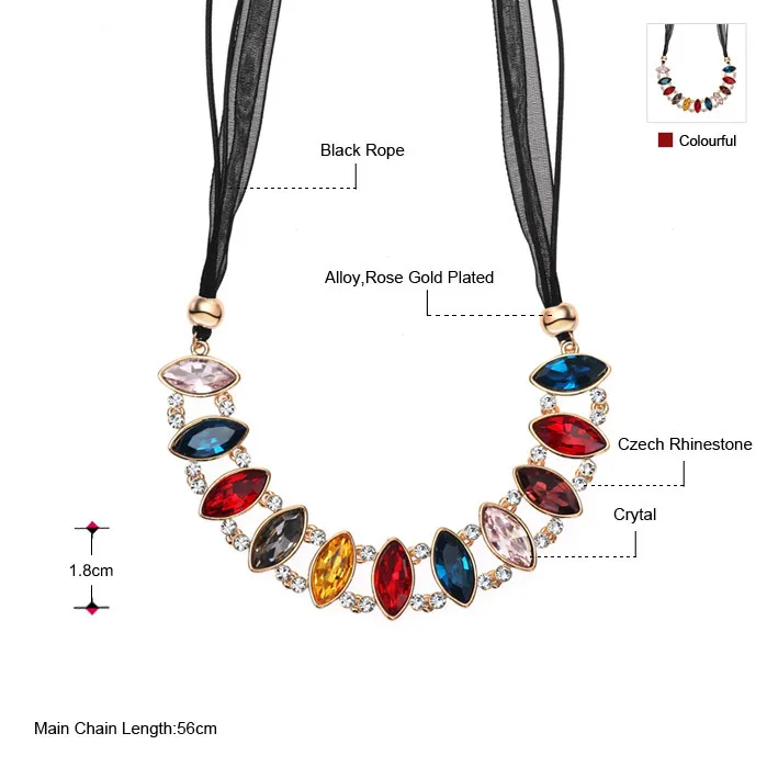 Neoglory сплава розового золота Цвет Чешский горный хрусталь моды нагрудник