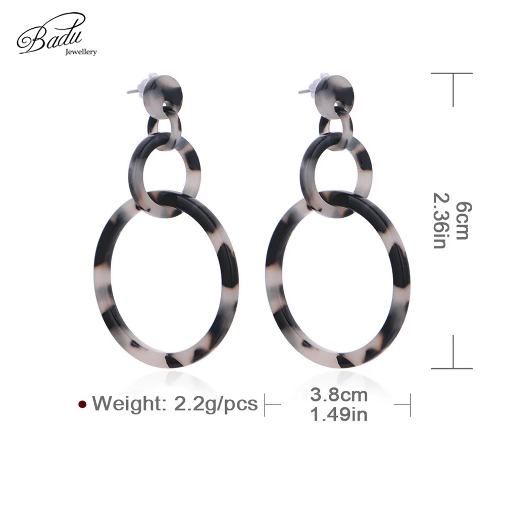 

Badu Leopard Acetic Acid Earring Exaggerated Geometric Round Dangle Earrings for Women Wild Fashion Jewelry Wholesale