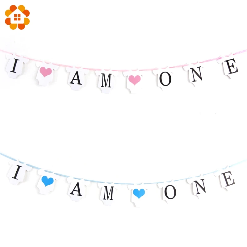 Гирлянда с баннером I AM ONE 1 комплект для мальчиков и девочек Фотофон бумажным