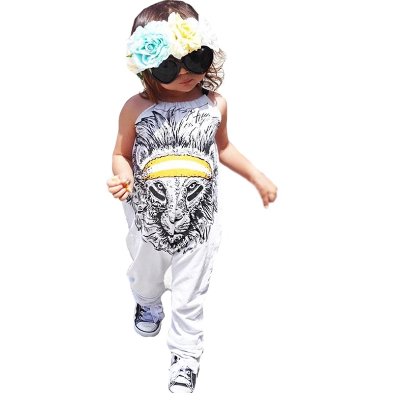 

SOSOCOER Girl Rompers Summer Cartoon Animal Lion Print Boy Jumpsuit For Baby Clothes 2017 Fashion Halter Toddler Romper Outfits
