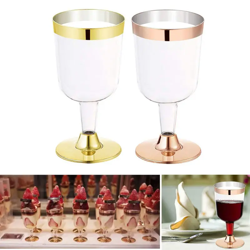 180ml Wine Glass For Wedding Party Decor 6pcs Clear Classic Disposable Plastic Cocktail Ice Cream Glasses | Дом и сад