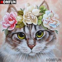homfun full squareround drill 5d diy diamond painting animal cat 3d embroidery cross stitch 5d decor gift a14176