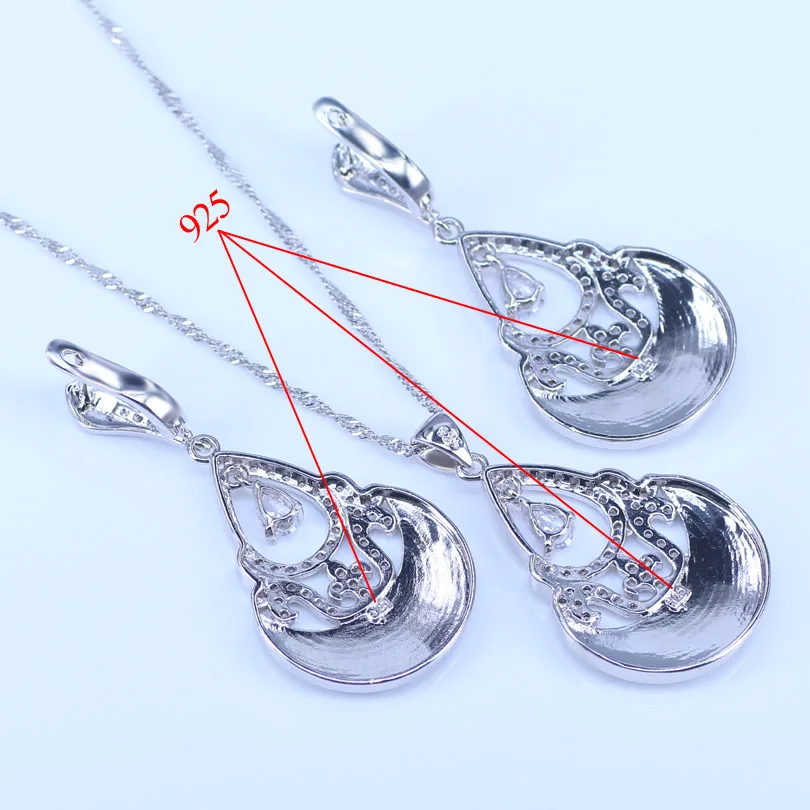 Серебро 925 ювелирные изделия Water Drop белый цирконий Ювелирные наборы для Для