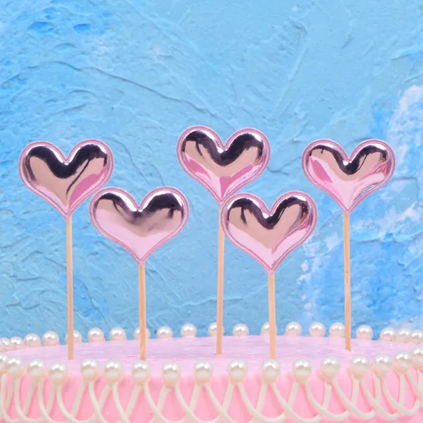 Pink Heart 5 шт. Микки и Минни Микки Маус голова торт Топпер флажки для кексов для предродовой вечеринки Мальчик Дети День рождения Свадебные украшения поставки - Цвет: Pink Heart