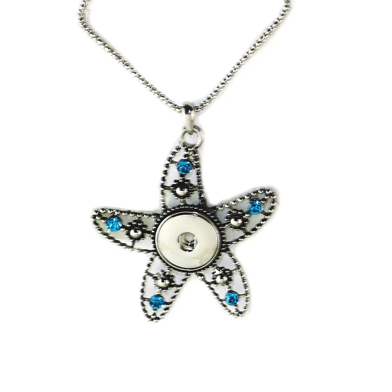 Bo world Starfish Snap Button Jewelry Pendant Necklace with Link chain Fit 18/20mm Women PN20 | Украшения и аксессуары