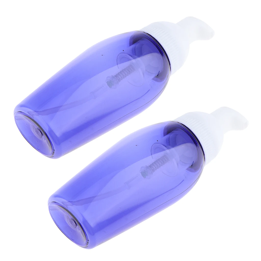 Set of 2, Clear Blue Plastic Foamer Bottle Pump Travel Size Soap Dispenser, 80ml/2.7 oz