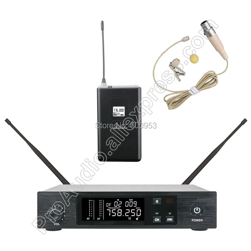 Настраиваемый беспроводной петличный микрофон QLX 96 многонаправленный бежевого