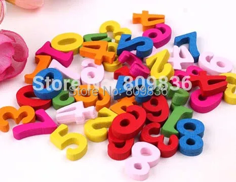 50 шт./лот деревянные пуговицы в виде фигурок с разными цифрами для рукоделия