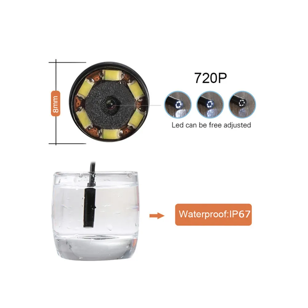 HD720P 8 мм диаметр 5 м typec Android USB эндоскопа Камера Гибкая Змея проводных