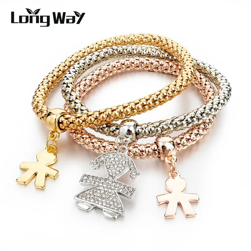 

LongWay Vintage Pendant Crystal Bracelet Women Bracelets Bangles Multilayer Charm Gold Color Bracelet Silver Color SBR150186