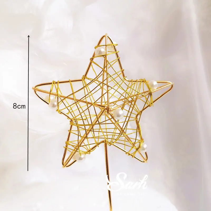 Pearl star gold Золотая Фея башня сверло кольцо украшение для свадьбы День Святого Валентина День рождения принадлежности с днем рождения прекрасная выпечка в подарок - Цвет: Pearl star gold