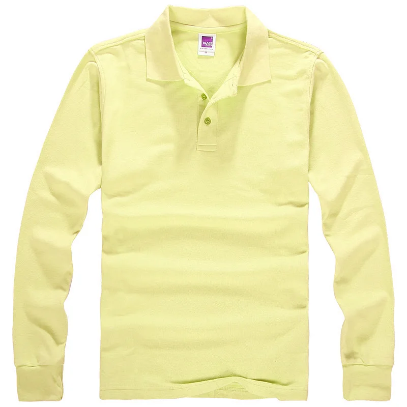 Pale Yellow Бренд Для мужчин Поло рубашка мужская Для мужчин s модная блуза с воротником, рубашки для мальчиков с длинным рукавом Повседневное Camisetas Masculinas размера плюс S-XXXL Толстовка поло - Цвет: Pale Yellow
