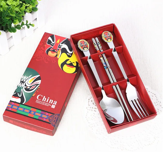 3 шт./компл. маска подарок набор из нержавеющей стали вилка нож палочки для еды