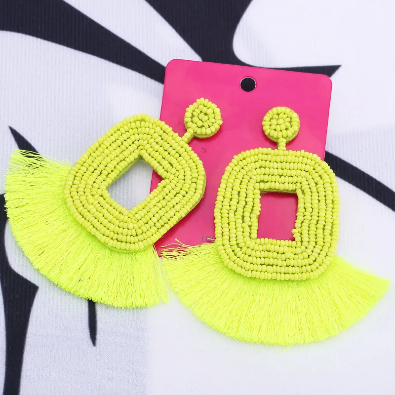 Sehuoran модные висячие серьги с кисточками женские ручной работы из бисера для