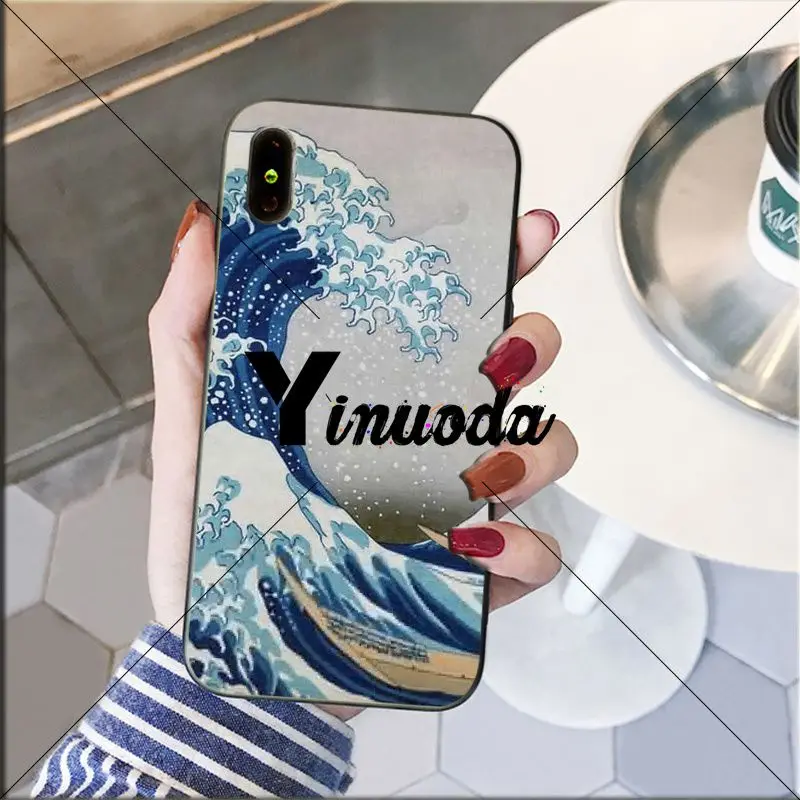 Yinuoda Wave Art Japanes Мягкий силиконовый чехол для телефона из ТПУ Apple iPhone 8 7 6 6S Plus X XS MAX 5 5S