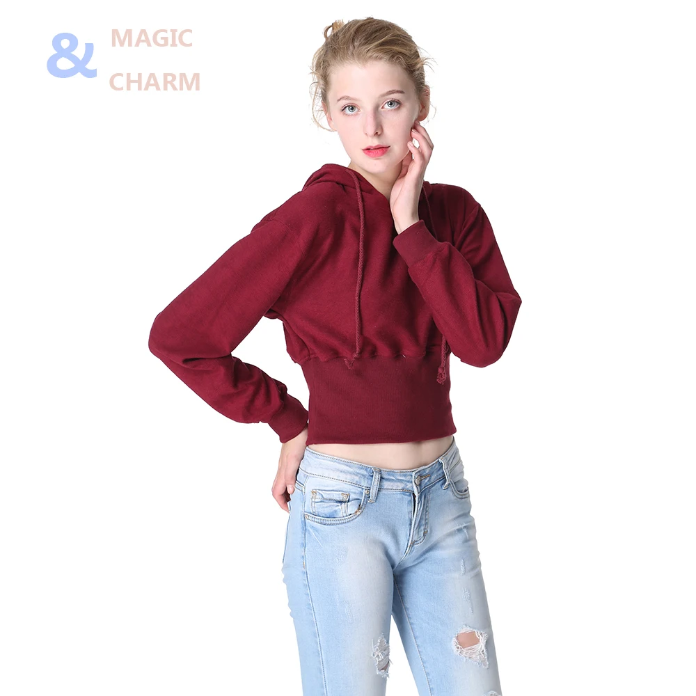Магия и очарование Для женщин топы пикантные короткие Cropped Hoodie Повседневное панк