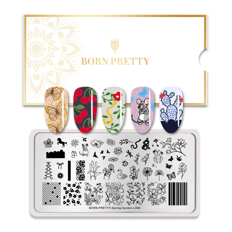 BORN PRETTY прямоугольная пластина с изображениями для нейл арта из нержавеющей стали
