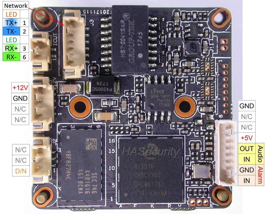 Интеллектуальный анализ H.265/H.264 1/2. 9 &quotsony Exmor IMX323 + Hi3516C V300 CCTV IP камера pcb модуль IRC