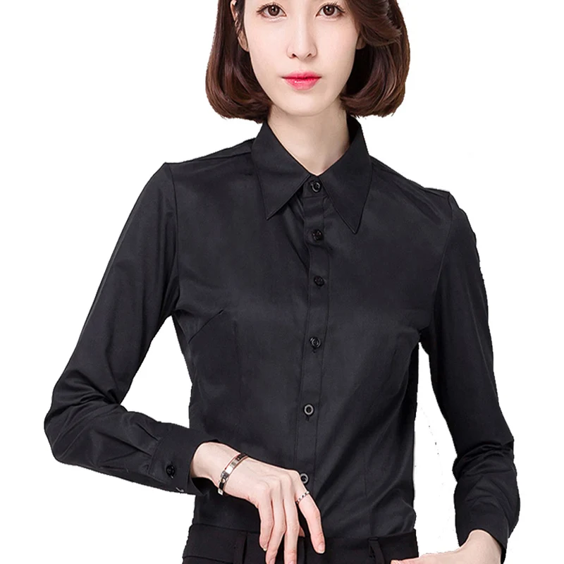 

large S-4XL Pure Blouses Turn Down Collar Casual High Street Woman Fashion Shirts Feminino cotton white New Women Long Sleeve