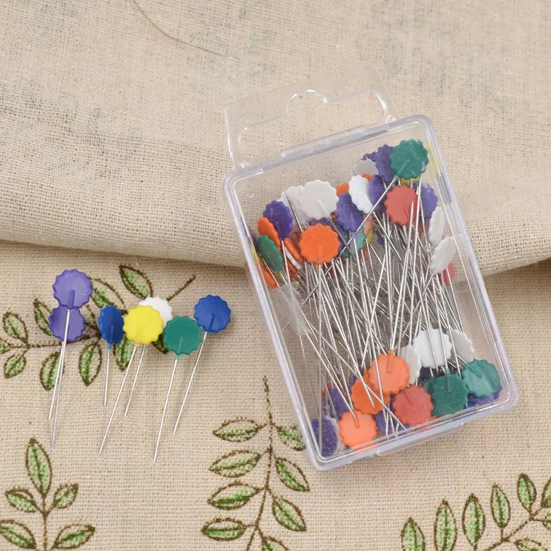 100 шт смешанные цвета булавки для шитья и пэчворка Цветок голова шпильки Швейные