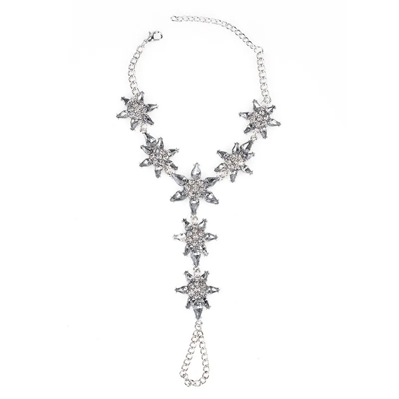 Богемский роскошный Кристальный кулон со стразами и цветком-цепочка на