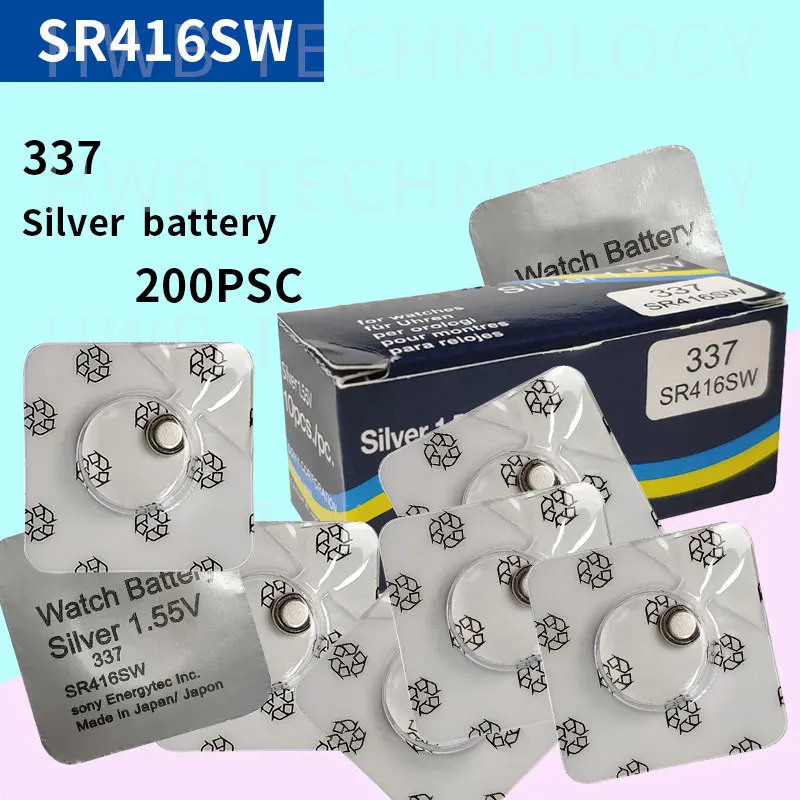 200 шт./лот оригинальная новая батарейка для часов 337 SR416SW Серебряная 1 55 в swatch
