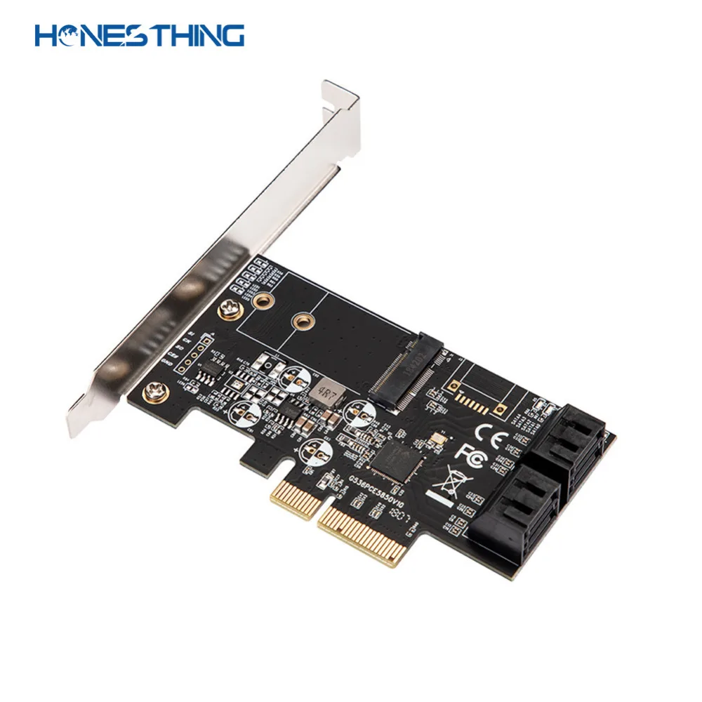 HonesThing PCIe 3 0x2 to M.2 (NGFF) B ключ + 4 SATAIII 6 г/локон Внутренние порты Контроллер Расширения