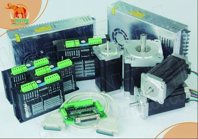 Отличный ЧПУ! Wantai 4 оси Nema34 шаговый двигатель 85BYGH450D 007 890oz in + Драйвер DQ860MA 80V 7.8A 256