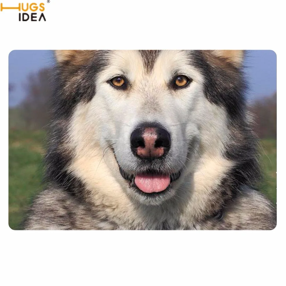 

HUGSIDEA Fashion Home Decor Living Room Door Carpets Funny 3D Dog Alaskan Malamute Printed Doormats Welcome Entrance Indoor Rugs
