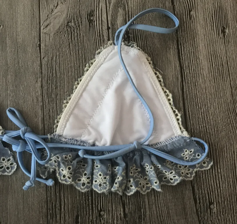 Сексуальные печатные бикини кружева печати Bandeau Бразильский Холтер Купальник с