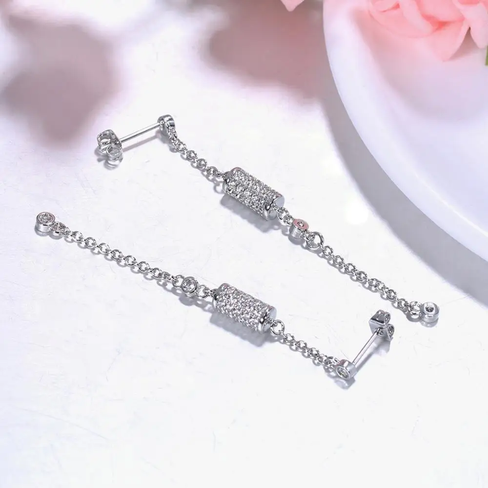 Женские серьги-подвески с кристаллами розовое золото цирконом | Украшения и