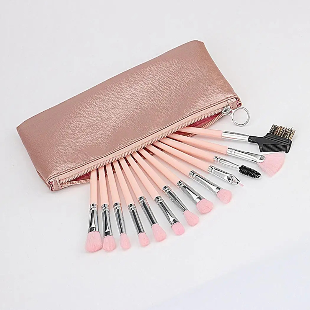 13 Pcs/Set Makeup Brush Set Plastic Long Home Travel x Set(Leather Bag Package) Handle Cosmetic Tool | Красота и здоровье