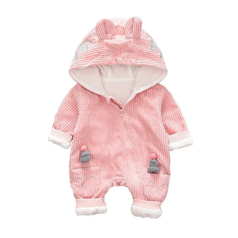 

CROAL CHERIE Fashion Hooded Winter Newborn Baby Clothes Baby Girls Romper Cartoon Hat Warm Fleece Corduroy Baby Clothes Boy