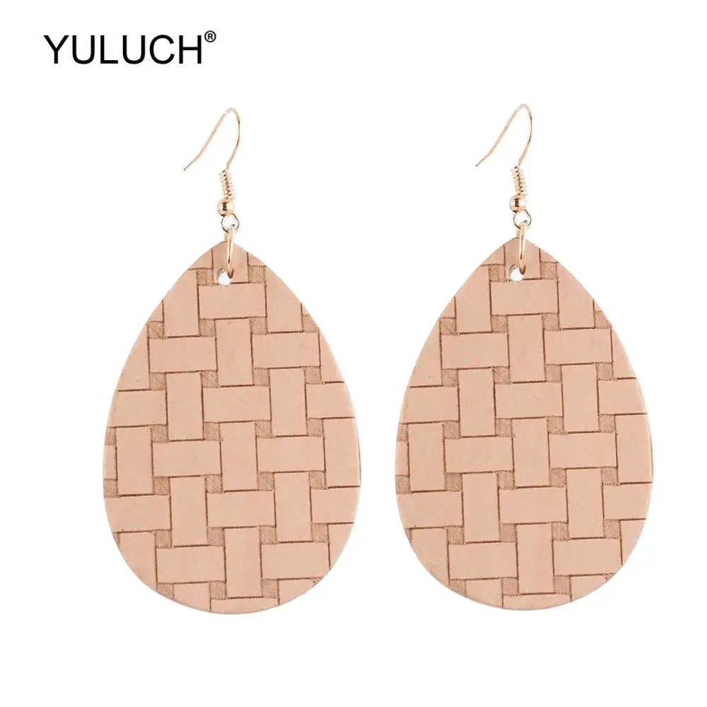 

Модные женские серьги YULUCH из натурального дерева, Бамбуковые серьги в форме капли воды для женщин, этнические индийские африканские длинные Подвесные серьги