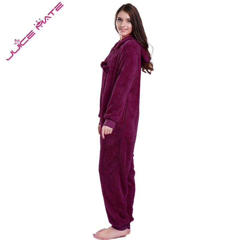 JuiceMate Зима Теплая С Капюшоном Пижамы Комбез Onesie Комбинезон Животных Уши Пушистые