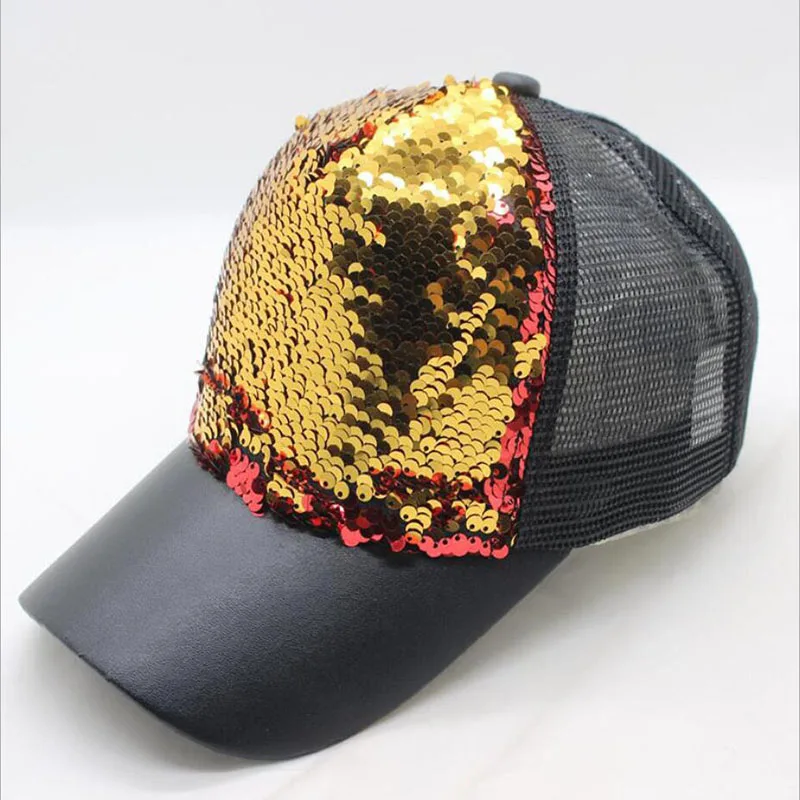 

Summer Women Baseball Caps Sequins Mesh Cap Adjustable Fashion Hats Snapback Sports Floral Paillette Adjustable Summer Gorras