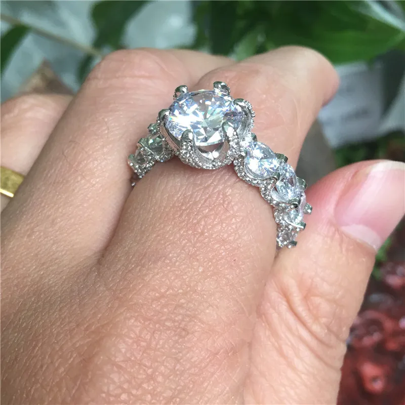 Кольцо женское из серебра 925 пробы с фианитом 3ct AAAAA | Украшения и аксессуары