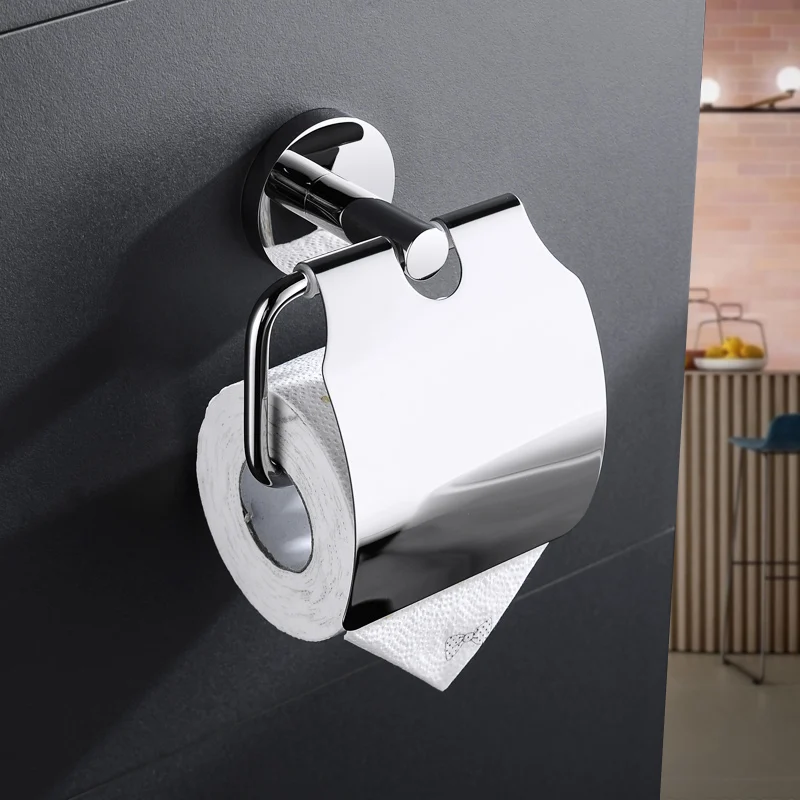 Paper Holder Cover Высокое качество SUS 304 нержавеющая сталь набор аксессуаров для ванной комнаты хромированная вешалка для полотенец держатель для бумаги кольцо для полотенец Настенный - Цвет: Paper Holder Cover