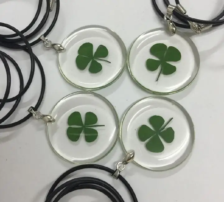 30 подвесок настоящий четырехлистный клевер прессованный круглый крутой