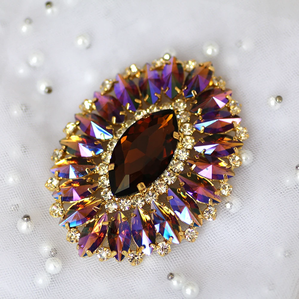 1 шт. овальная форма большой цветной горный хрусталь аппликация стекло пришить с